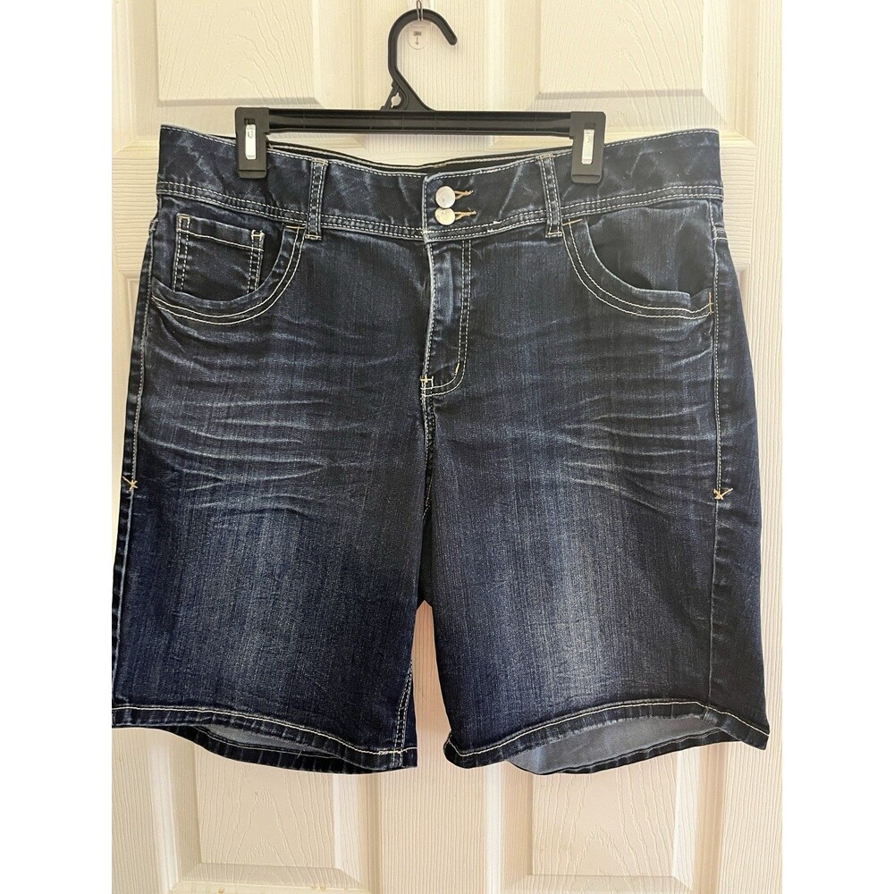 Lane Bryant Bermuda Denim Shorts Tighter Tummy Tech Dark Blue Plus Size 16